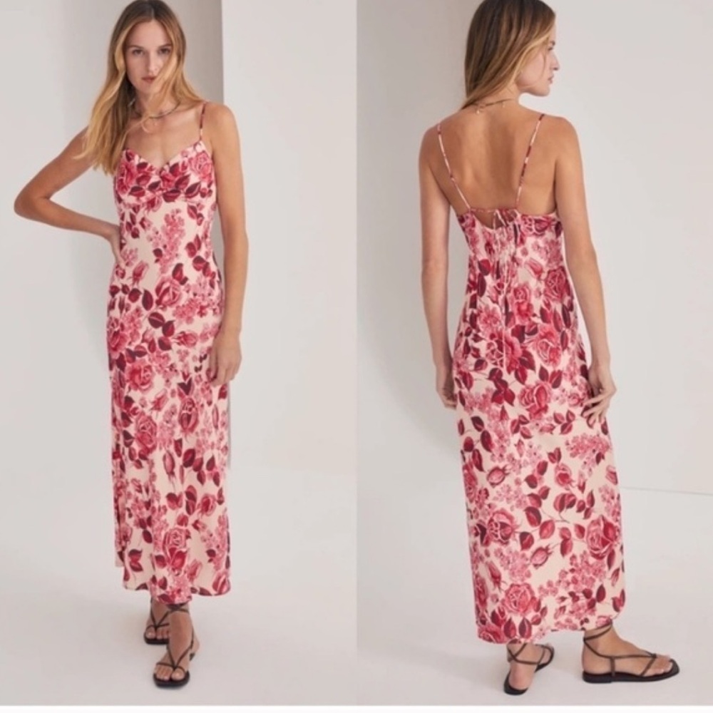 Favorite Daughter The Envy Slip Midi Dress in Rose Multi Size Large - Picture 1 of 10